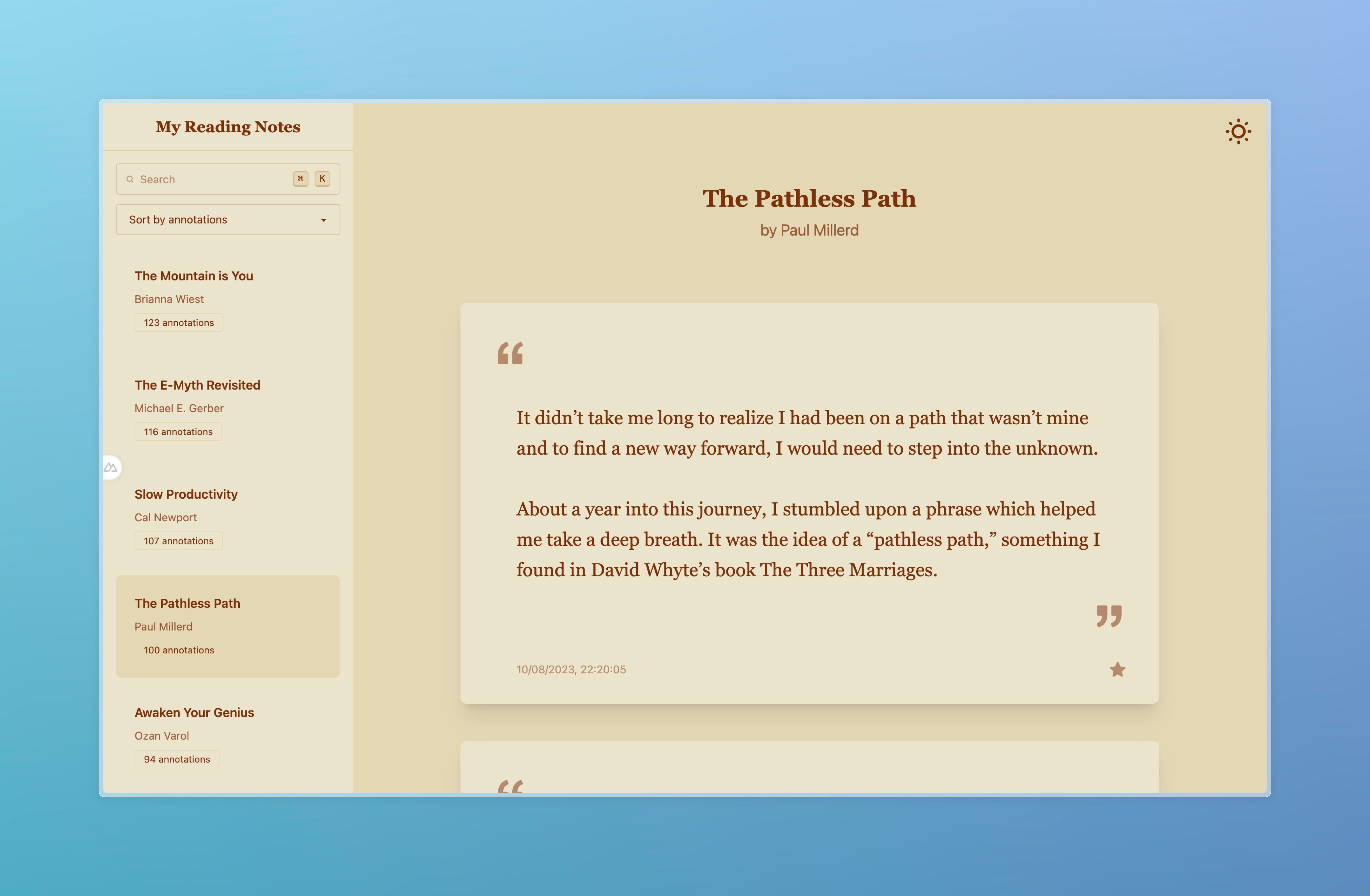 Reading Notes, easily revisit your book highlights